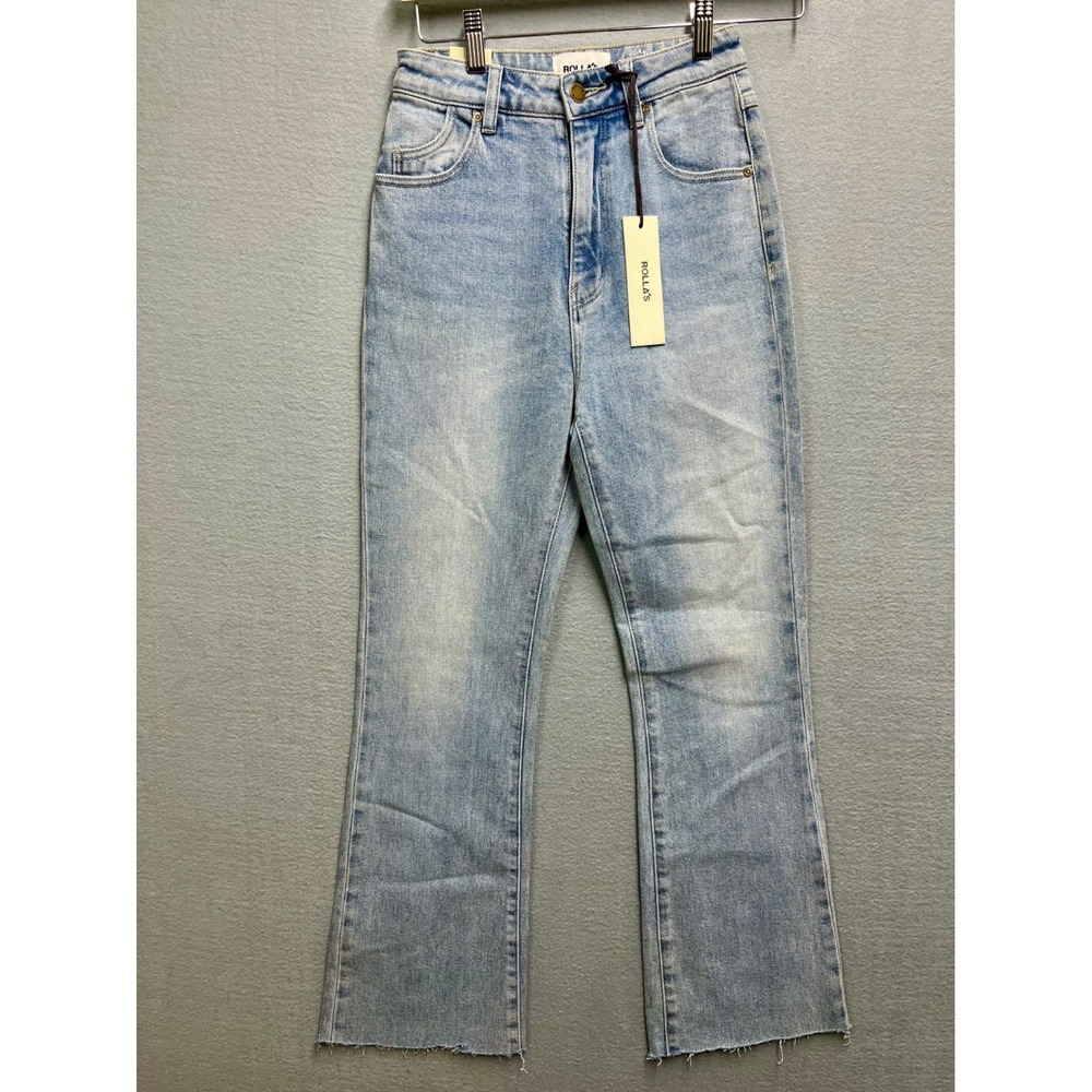 Rolla's Dusters Bootcut High Rise Slim Jeans Light Blue Organic Cotton Size 25